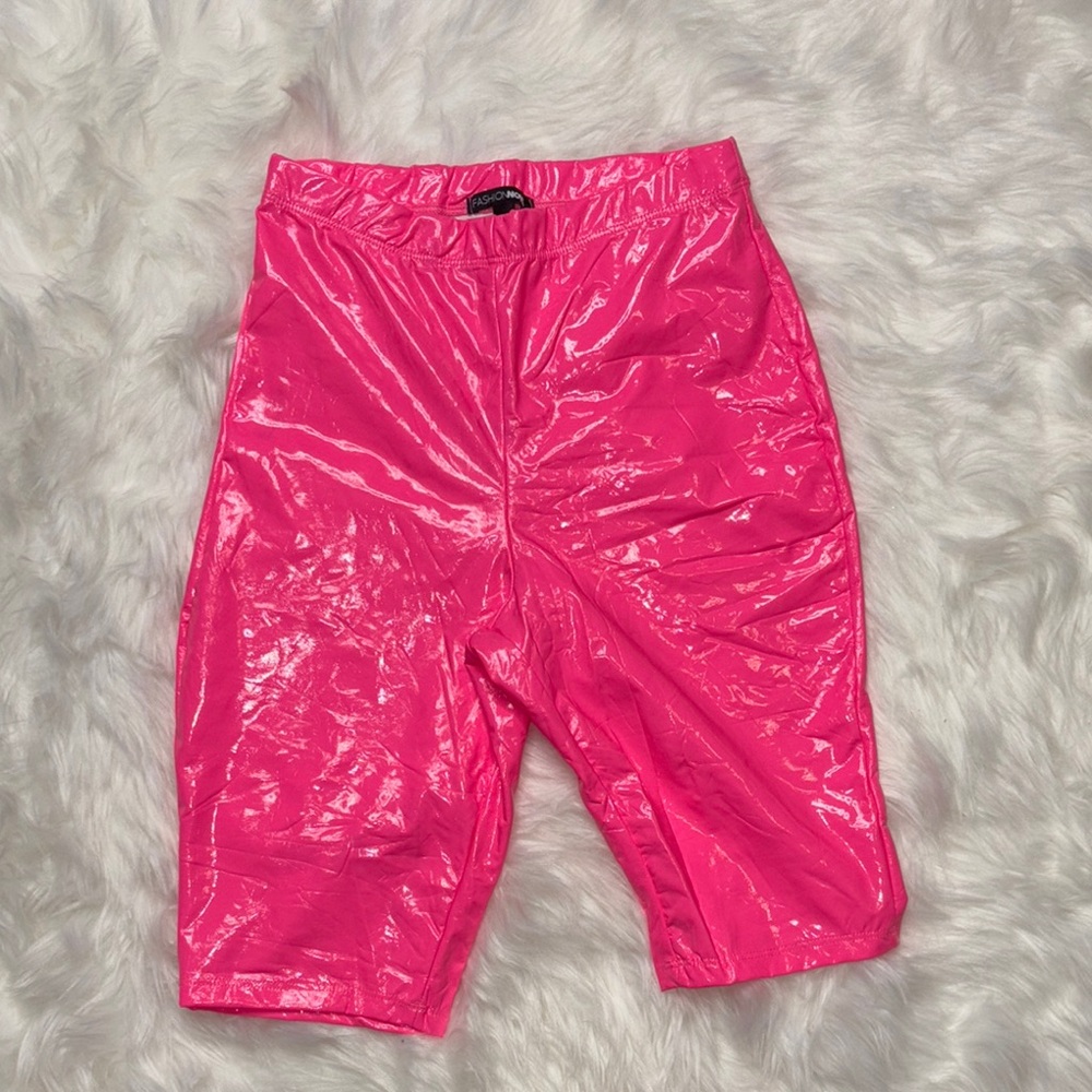 Shiny Pink Biker Shorts